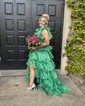 Glitter Ball Gown/Princess V-neck Tiered Ruched Prom Dresses