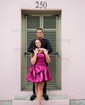 Unique Fuchsia Skater Metallic Bow Homecoming Dresses