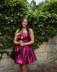 Unique Fuchsia Skater Metallic Bow Homecoming Dresses