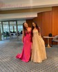 Sheath/Column Cowl Neck Silk-like Satin Floor-length Prom Dresses With Ruched