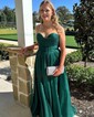 A-line Cowl Neck Glitter Sweep Train Prom Dresses With Pockets