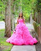 Ball Gown/Princess Off-the-shoulder Tulle Sweep Train Prom Dresses With Ruched