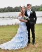 Trumpet/Mermaid Off-the-shoulder Tulle Sweep Train Prom Dresses With Appliques Lace