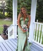 Corset Sheath/Column Satin Halter Ruched Split Prom Dresses