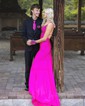 Glitter Sheath/Column Jersey V-neck Beaded Ruched Prom Dresses