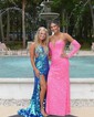 Sparkly Sheath/Column Sequin V-neck Split Prom Dresses