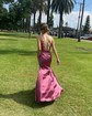 Sheath/Column Cowl Neck Silk-like Satin Floor-length Prom Dresses With Ruched