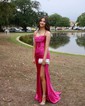 Sheath/Column Cowl Neck Silk-like Satin Floor-length Prom Dresses With Ruched