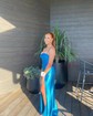 Sheath/Column Cowl Neck Silk-like Satin Floor-length Prom Dresses With Ruched