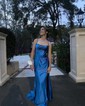 Sheath/Column Cowl Neck Silk-like Satin Floor-length Prom Dresses With Ruched