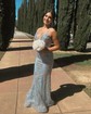 Trumpet/Mermaid V-neck Tulle Sweep Train Prom Dresses With Sequins