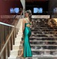 Trumpet/Mermaid Sweetheart Silk-like Satin Sweep Train Prom Dresses With Appliques Lace