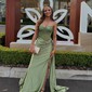 Corset Sheath/Column Satin Sweetheart Appliques Ruched Prom Dresses