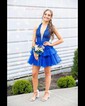 Glitter Skater Appliques Ruffle Tiered Homecoming Dresses