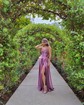 A-line Cowl Neck Silk-like Satin Floor-length Prom Dresses With Split Front