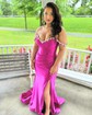 Trumpet/Mermaid Off-the-shoulder Silk-like Satin Sweep Train Prom Dresses With Beading