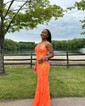 Glitter Trumpet/Mermaid V-neck Sleeveless Prom Dresses