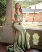 Elegant Trumpet/Mermaid Satin Appliques Prom Dresses