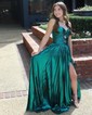 Unique A-line Metallic Sweetheart Pleated Prom Dresses