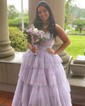 Glitter Ball Gown/Princess V-neck Tiered Ruched Prom Dresses