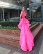 Unique Sheath/Column Satin Velvet Bow Ruched Prom Dresses