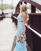 Unique Trumpet/Mermaid Chiffon Appliques Ruffle Prom Dresses