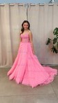 Corset Black Tulle Ball Gown/Princess Tiered Ruffle Prom Dresses