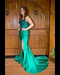 Elegant Sheath/Column Jersey Beaded Ruched Split Prom Dresses