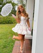 Corset Skater Taffeta Ruffle Bow Homecoming Dresses