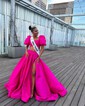 Puffy Ball Gown/Princess Satin Bow Two Piece Prom Dresses