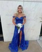 Glitter Trumpet/Mermaid Appliques Split Prom Dresses