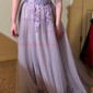 Ball Gown/Princess Sweep Train Off-the-shoulder Tulle Glitter Appliques Lace Prom Dresses