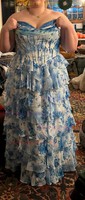 Puffy Ball Gown/Princess Chiffon Satin Tiered Floral Prom Dresses