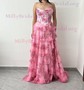 Puffy Ball Gown/Princess Chiffon Satin Tiered Floral Prom Dresses