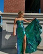 Sparkly Sheath/Column Metallic Sweetheart Ruched Prom Dresses