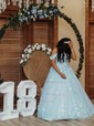 Ball Gown Off-the-shoulder Tulle Sweep Train Beading Prom Dresses