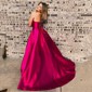 Ball Gown/Princess Floor-length Straight Satin Pockets Prom Dresses