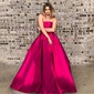 Ball Gown/Princess Floor-length Straight Satin Pockets Prom Dresses