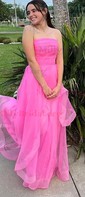 Ball Gown Straight Tulle Floor-length Ruffles Prom Dresses