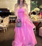 Ball Gown Straight Tulle Floor-length Ruffles Prom Dresses