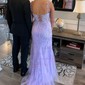 Trumpet/Mermaid Sweetheart Tulle Sweep Train Prom Dresses With Appliques Lace