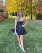 Corset Skater Taffeta Ruffle Bow Homecoming Dresses