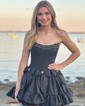 Corset Skater Taffeta Ruffle Bow Homecoming Dresses