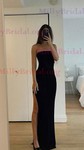 Sheath/Column Straight Velvet Sweep Train Split Front Prom Dresses